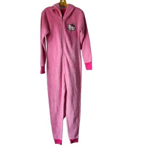 Hello Kitty Y2K Full Zip One Piece Hooded Loungewear Size M - Picture 1 of 5